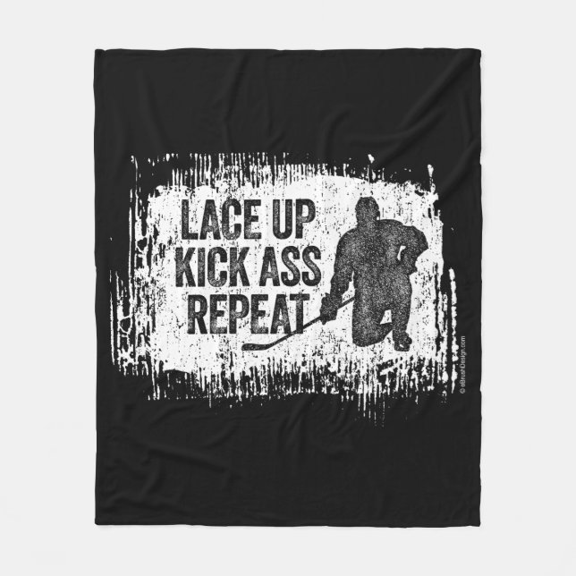 Lace Up. Repeat. (hockey) Fleece Blanket (Front)