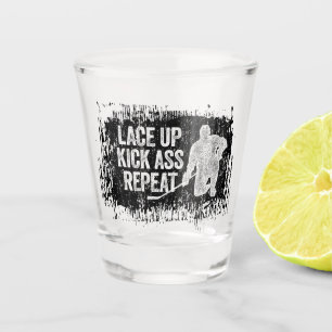 Lace Up. Repeat. (hockey) Shot Glass