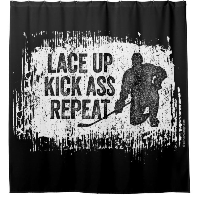 Lace Up. Repeat. (hockey) Shower Curtain (Front)