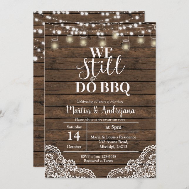 Lace Wedding Anniversary We Still do Anniversary Invitation (Front/Back)