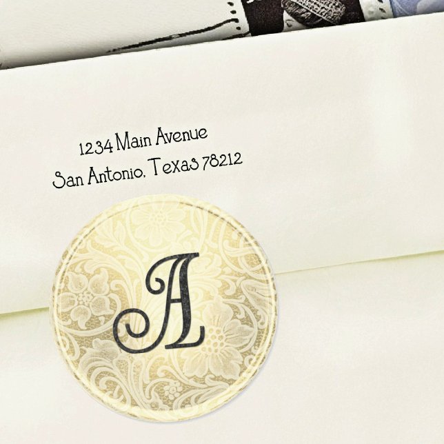 Lace Wedding Envelope Seal Gold Black Monogram (Creator Uploaded)
