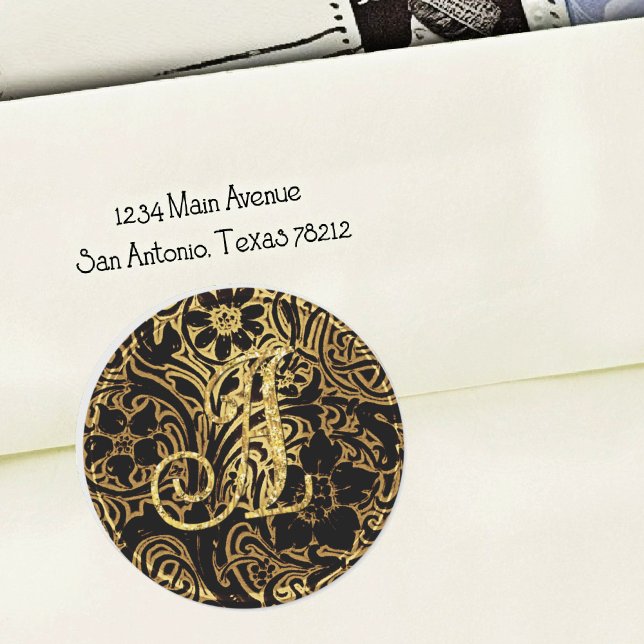 Lace Wedding Envelope Seal Gold Monogram (Creator Uploaded)