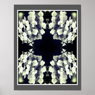 Lacecap Hydrangea Black And White Abstract     Poster