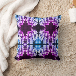 Lacecap Hydrangea Black White Tinted Abstract Cushion