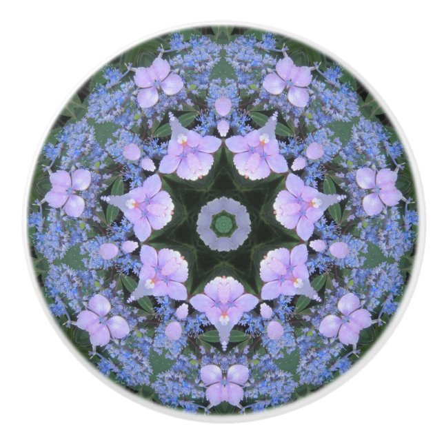 Lacecap Hydrangea Ceramic Knob (Front)