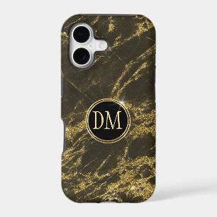 Laced Gold Glitter Monogram on Black