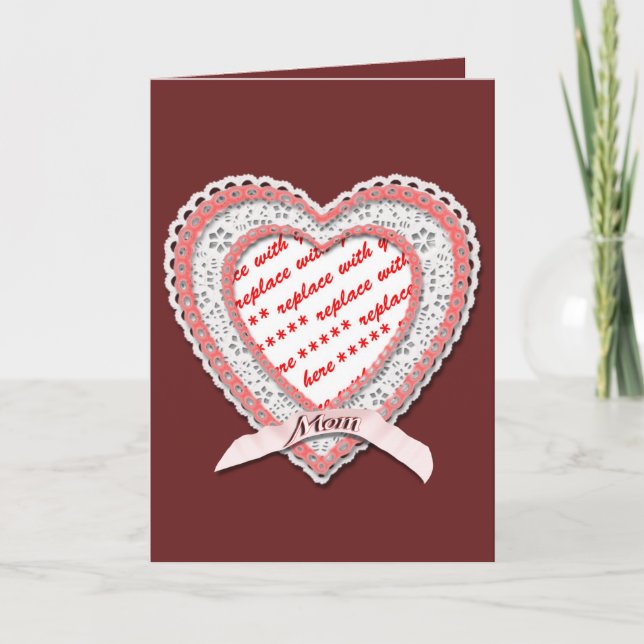 Laced Heart For Mother's Day Photo Frame Card (Front)