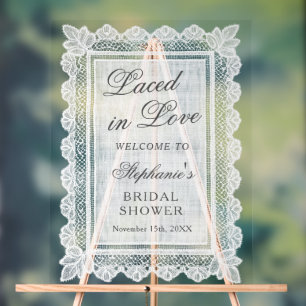 Laced in Love Lace Bridal Shower Welcome Acrylic Sign