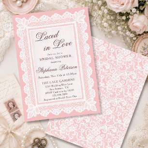 Laced in Love Vintage Pink Lace Bridal Shower Invitation