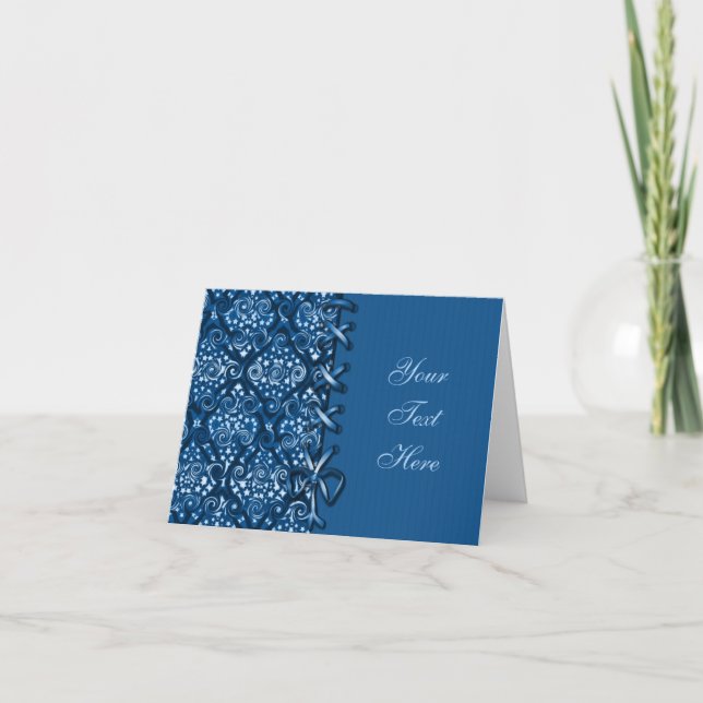 Laced Teal Pattern Decorative Note Card (Front)