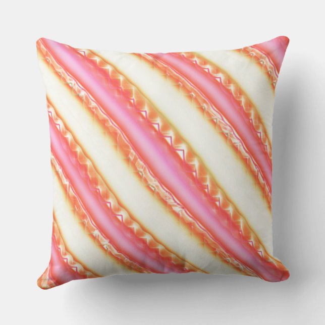 Lacelike on wide stripes in silky pink to beige    cushion (Back)