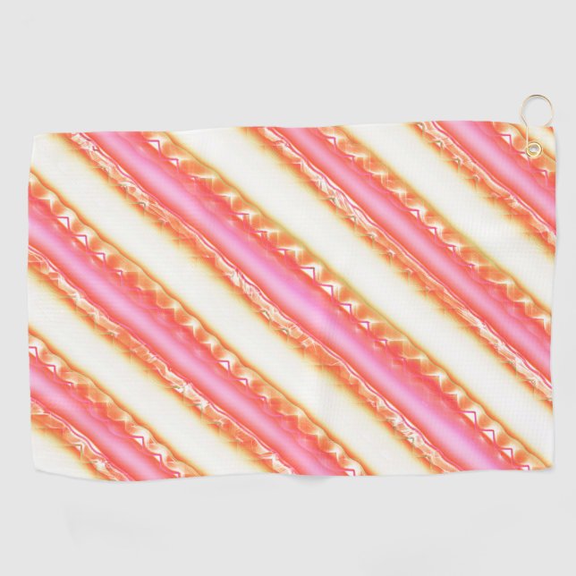 Lacelike on wide stripes in silky pink to beige    golf towel (Horizontal)