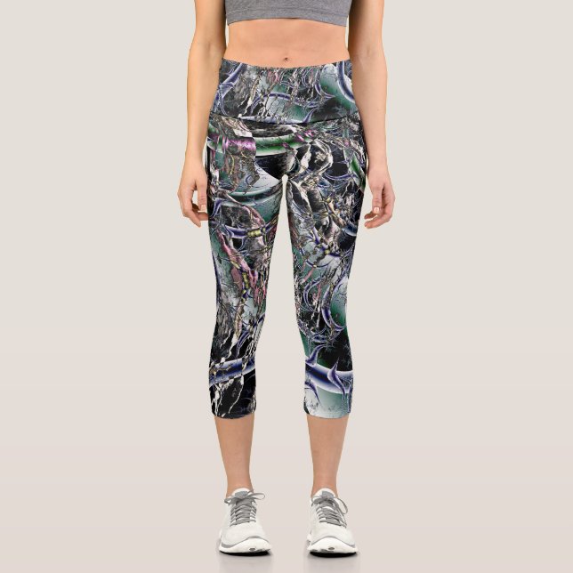 Lacerations in Time Capri Leggings (Front)