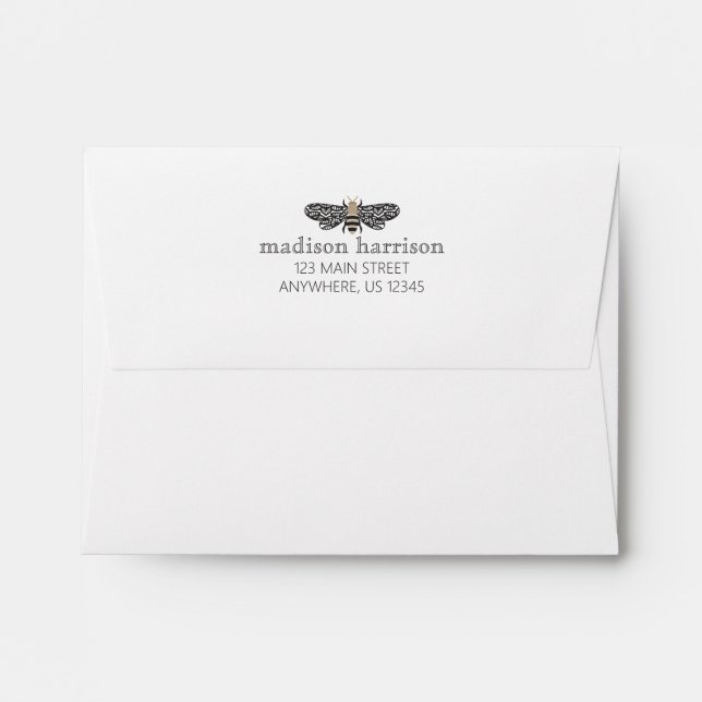 Lacewing Bee Personalised Stationery Envelopes (Back (Top Flap))