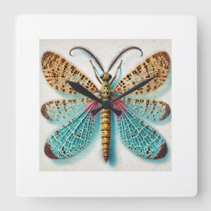 Lacewing Neuropteran 060824IREF205 - Watercolor Square Wall Clock