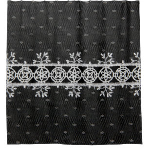 lacework line on black background shower curtain