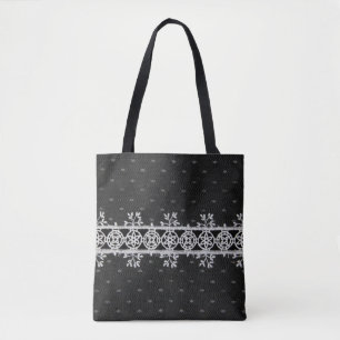 lacework line on black background tote bag