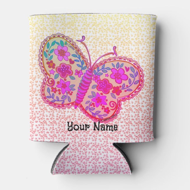 Lacey Butterfly  Can Cooler (Front)