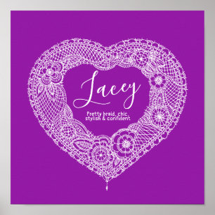 Lacey lace heart art name meaning poster