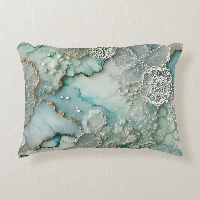 ~LACEY LOU ~ Soft Lacey Aqua Pattern  ~  Decorative Cushion (Front)