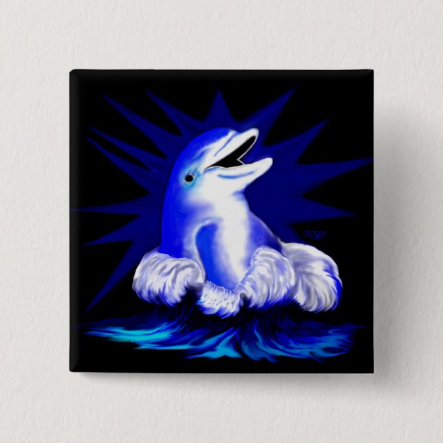 Lachender Delfin 15 Cm Square Badge (Front)
