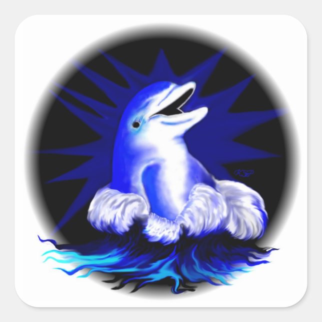 Lachender Delfin Square Sticker (Front)