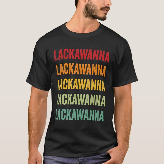 Lackawanna County Pennsylvania Rainbow Text Design T-Shirt (Front)