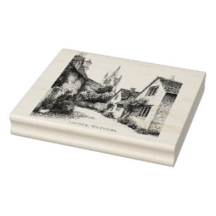 Lacock Village Sketch, Wiltshire England Rubber Stamp