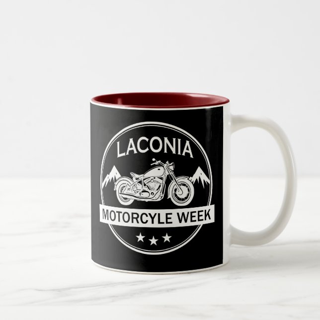 Laconia Motorcycle Week Motorbike Two-Tone Coffee Mug (Right)