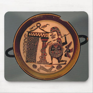 Laconian black-figure cup depicting a warrior atta mouse pad