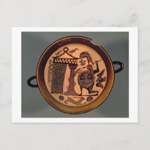 Laconian black-figure cup depicting a warrior atta postcard