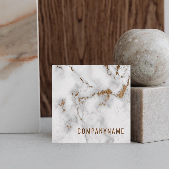 Laconic Marble Company Name Modern Square Business Card (Creator Uploaded)