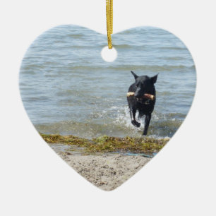 Lacquer Black German Shepherd Ceramic Ornament