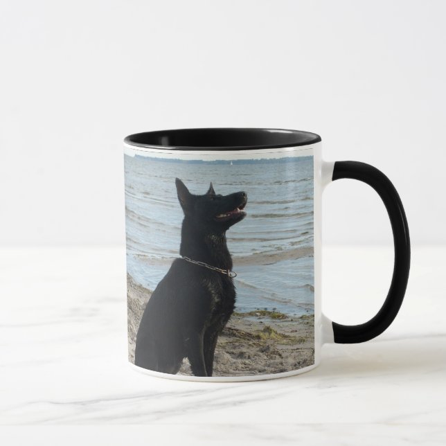 Lacquer Black German Shepherd Mug (Right)