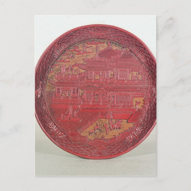 Lacquer dish, carved postcard (Front)