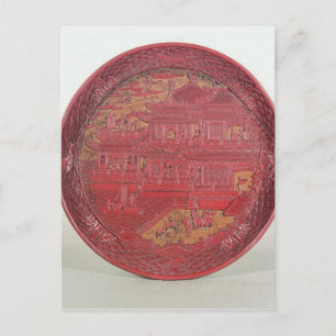 Lacquer dish, carved postcard