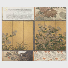 Lacquered Chrysanthemums Coromandel Screens Wrapping Paper