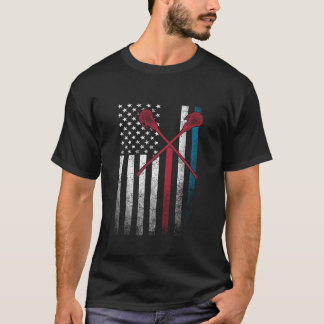 Lacrosse 4th of July American Flag USA America Pat T-Shirt