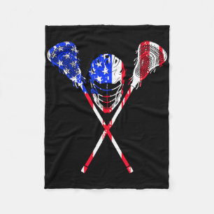 Lacrosse American Flag Gift Design Lax Player Stic Fleece Blanket