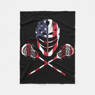 Lacrosse American Flag Lax Helmet Sticks 4th Of Ju Fleece Blanket
