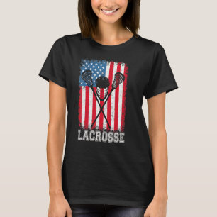 Lacrosse American Flag Lax Helmet Sticks 4th Of Ju T-Shirt