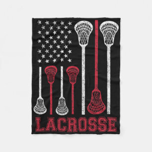 Lacrosse American Flag Lax Men Women Boys Girls Gi Fleece Blanket