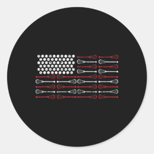 Lacrosse American Flag Lax Mum Design Classic Round Sticker