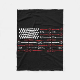 Lacrosse American Flag Lax Mum Design Fleece Blanket
