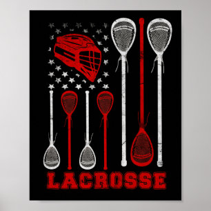 Lacrosse American Flag Lax Sport Poster