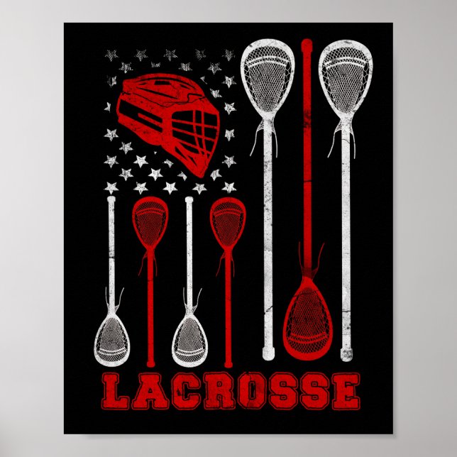 Lacrosse American Flag Lax Sport Poster (Front)