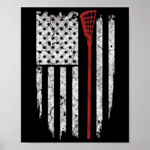 Lacrosse American Flag Men Gifts Tee Shirts Poster