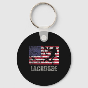 Lacrosse American Flag Usa Flag Fan Vintage Retro  Key Ring