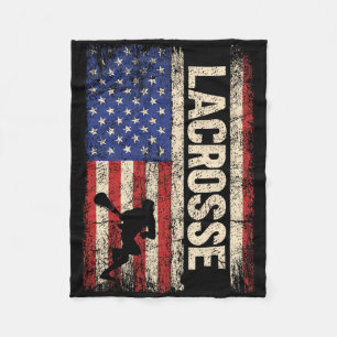 Lacrosse American Us Flag Sport Team Players Stick Fleece Blanket