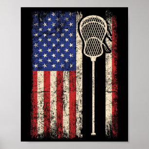 Lacrosse American Us Flag Sport Team Sticks Men 4t Poster
